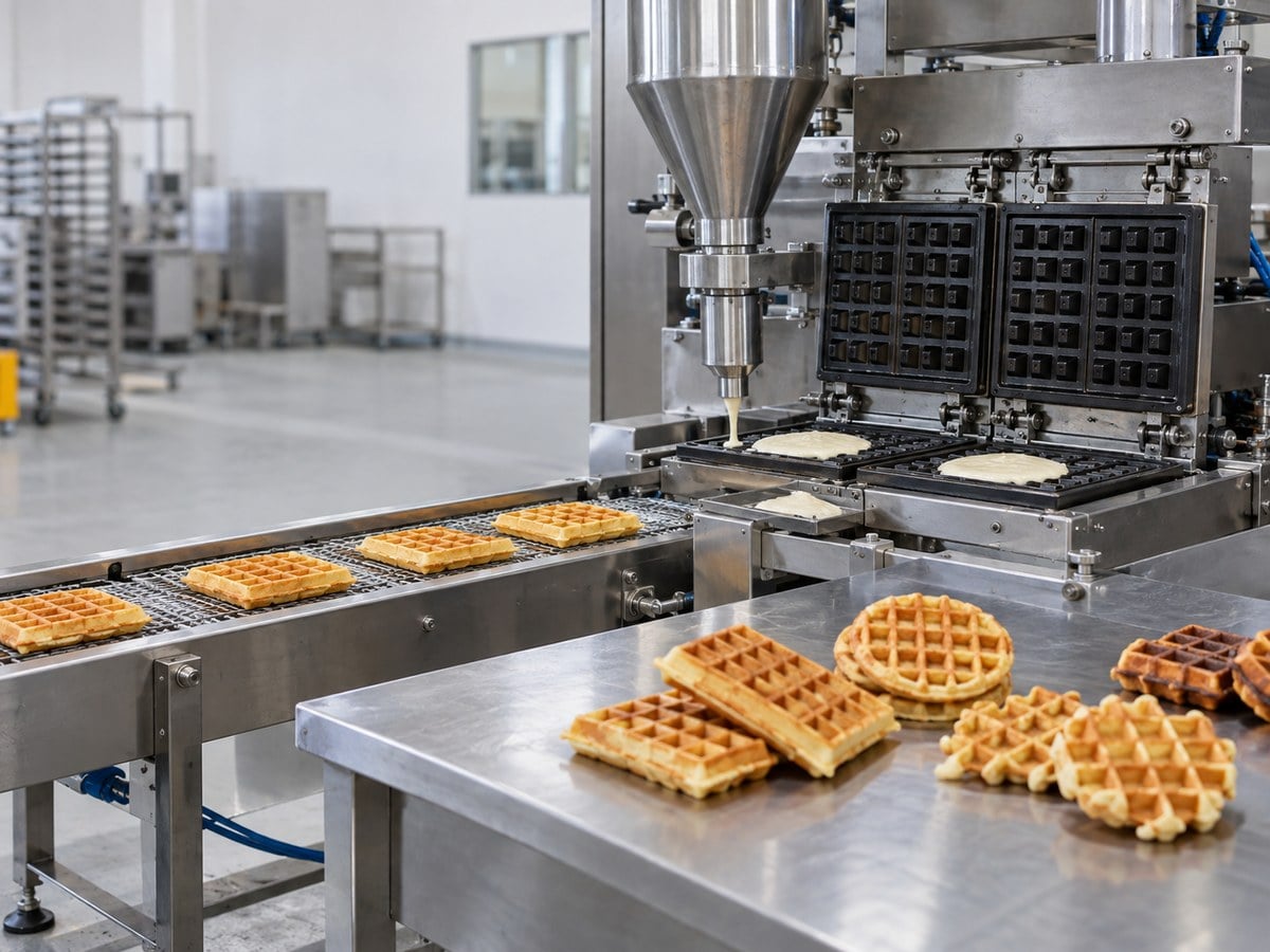 Industrial waffle processing equipment with multiple waffle styles