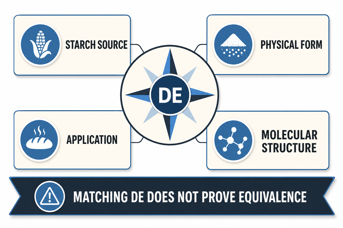 Matching DE alone does not establish grade equivalence; source, physical form and application also matter.